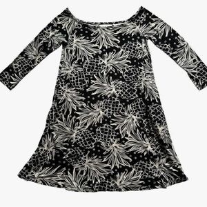Ava Sky / Fighting Eel Hawaiian Pineapple Print Long-Sleeve Women's Dress